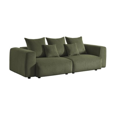 Canapé déhoussable 3 places velours côtelé grosse côte PILLOW SWEEEK