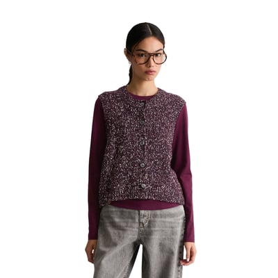 Cardigan sans manches en tweed, coupe classique en mélange de coton et de laine vierge MARC O’POLO DENIM