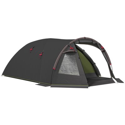 Tente camping 6 places - tente tunnel familiale - sac inclus - noir OUTSUNNY