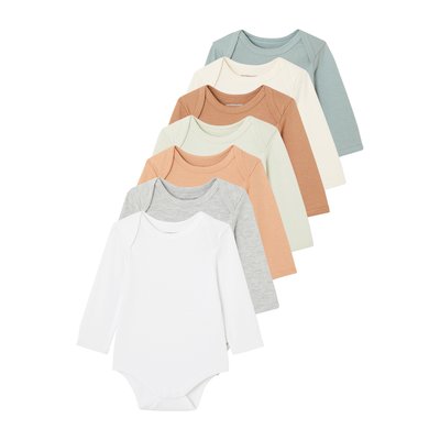 Lot de 7 bodies manches longues ouverture US BASICS VERTBAUDET