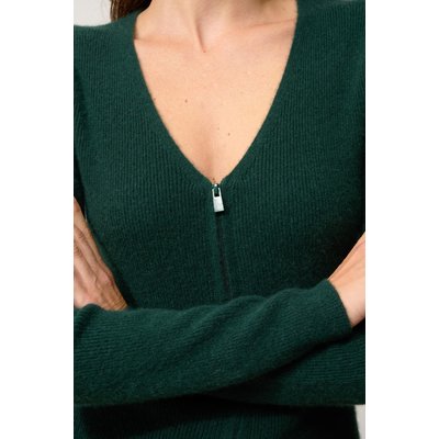 Gilet Zippé Col V Cyprès Zion JUST CASHMERE