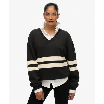 Pull Col V Rayé Oversize SUPERDRY
