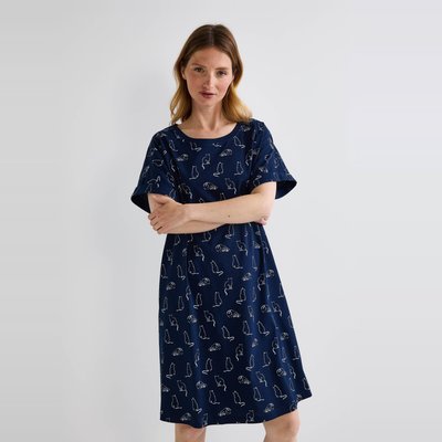 Chemise de nuit manches courtes imprimée en coton BIO MONOPRIX