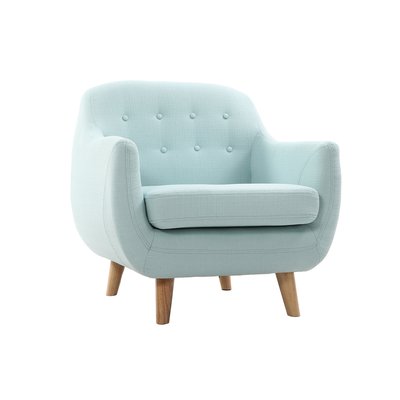 Fauteuil déhoussable scandinave en tissu menthe à l'eau et bois clair YNOK MILIBOO