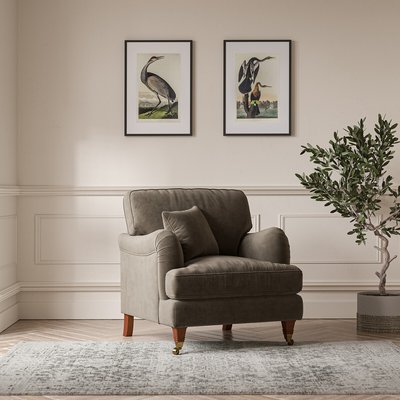 Emeline Velvet Armchair with Antique Castor Legs SO'HOME