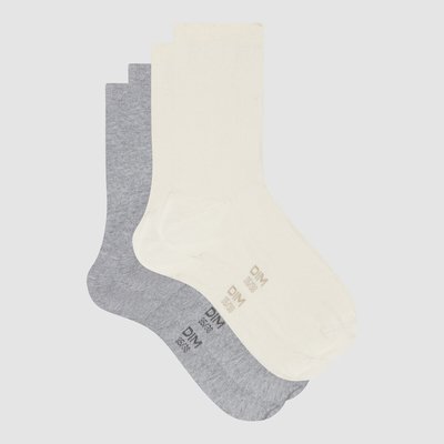 Pack of 2 Pairs of Crew Socks in Cotton Mix DIM