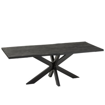 Table de salle à manger rectangulaire en acacia et métal noir L200 - EDGAR HELLIN, DEPUIS 1862