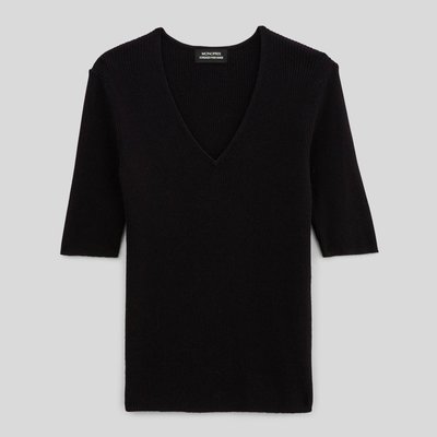 Pull manches coude à côtes en coton et cachemire MONOPRIX