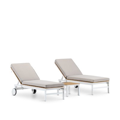 Set 2 transats aspect bois et table, OSAKA DEFORA HOME
