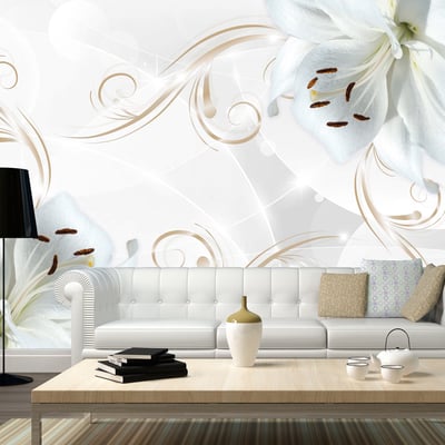 Papier peint intissé panoramique Fleurs White dancers EDEN