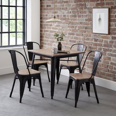 Dalton Industrial Tolix Square Dining Table and Chair Set (Seats 4) SO'HOME