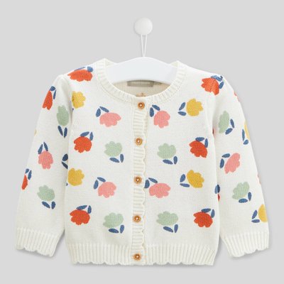 Cardigan col rond imprimé en coton BOUT'CHOU