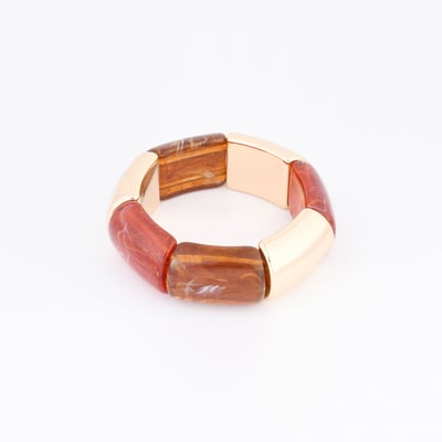 Bracelet élastique marron, rouge et doré BALABOOSTE