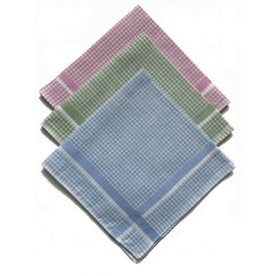 Lot de 12 mouchoirs femme grands carreaux 29x29  100% coton DECORATIE