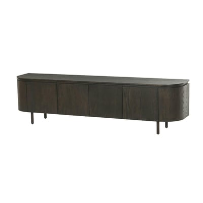 Meuble TV 4 portes en chêne, bords arrondis LOREN PIER IMPORT