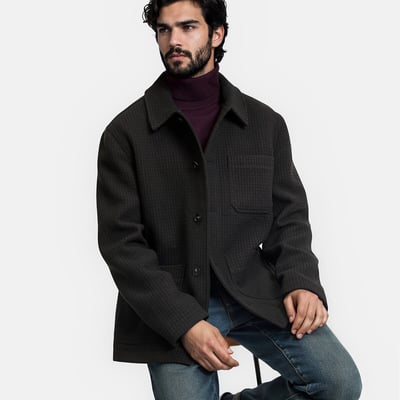 Checked Straight Fit Long Jacket LA REDOUTE COLLECTIONS