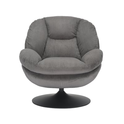 Fauteuil pivotant velours côtelé gris ZAGO