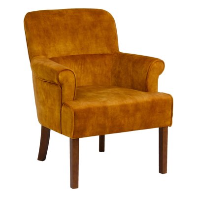 Fauteuil ocre en tissu et bois 77x64x88cm WADIGA