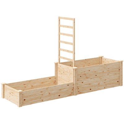 Grande jardinière double avec treillis haut 222 x 63 x 132 cm bois OUTSUNNY