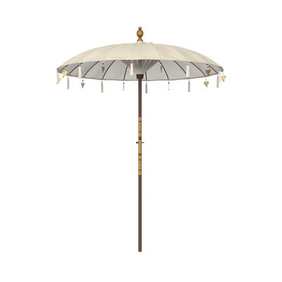 Parasol en bois de cocotier et tissu crème - ALI RENDEZ-VOUS DÉCO