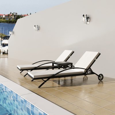 Duo de 2 chaises longue avec table basse HOME MAISON