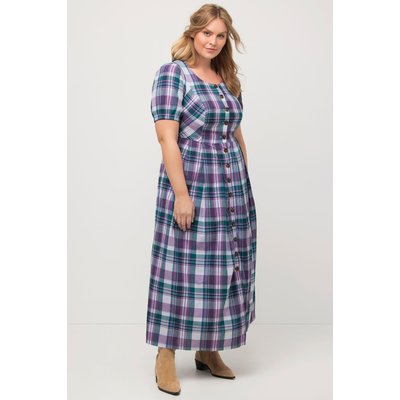 Robe midi, carreaux, lin mélangé, col rond ULLA POPKEN