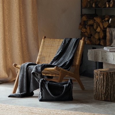 Ensemble sac et plaid doux côtelé HOME MAISON
