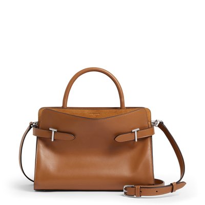 Sac à main moyen modèle en cuir lisse et nubuck EMIE LE TANNEUR