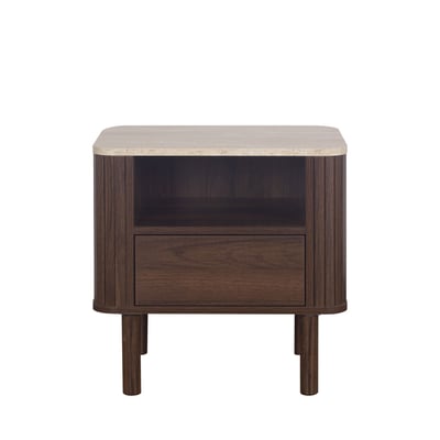 Table de chevet 1 tiroir en bois effet travertin- MAYA DRAWER