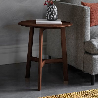 Murwara Mid-Century Round Walnut Side Table SO'HOME