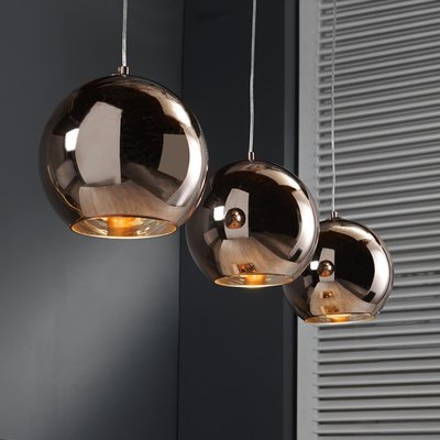 Suspension boule 3 lampes en verre cuivré JAVA PIER IMPORT