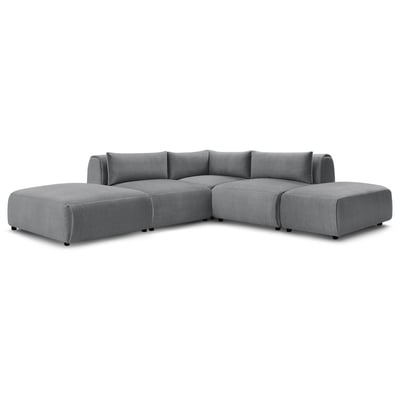 Canapé modulable 5 places en velours, JEANNE BOBOCHIC