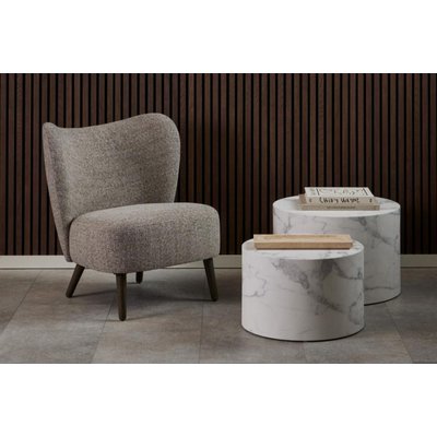 Fauteuil en tissu chiné crème et pieds en bois - EROS HELLIN, DEPUIS 1862