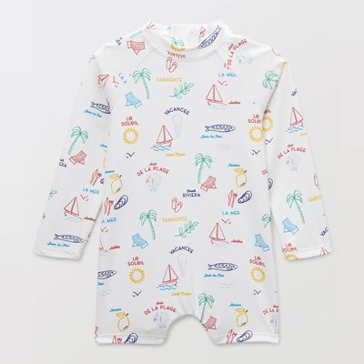 Maillot de bain combinaison manches longues anti-UV imprimé BOUT'CHOU