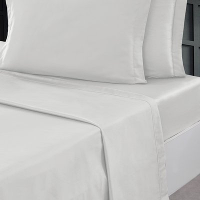 Parure drap plat + 2 taies 65x65 cm satin de coton VERSALUXE UNI SENSEI MAISON