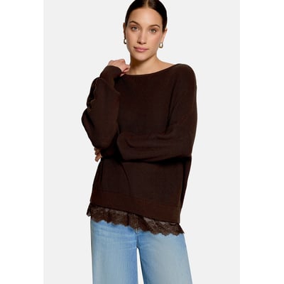 Pull-over en maille à bordure en dentelle ZERO