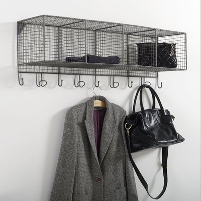 Etagère murale en métal fer, 9 patères, AREGLO LA REDOUTE INTERIEURS