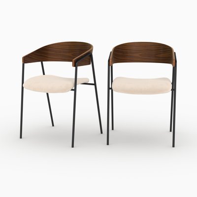 Lot de 2 chaises en velours et bois de noyer - ESMÉE MAISON PAVANE
