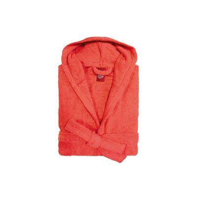Peignoir à capuche enfant 100% coton peigné, TOUT SIMPLEMENT BAIN BLANC CERISE