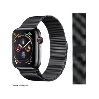 Bracelet Apple Watch 38/40/41mm Maille noir IBROZ