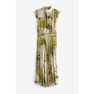 Robe mi-longue plissée   filet à fleurs NEXT