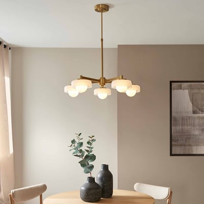 Bellamy 5-Light Opal Glass Pendant Light ÉDITÉ