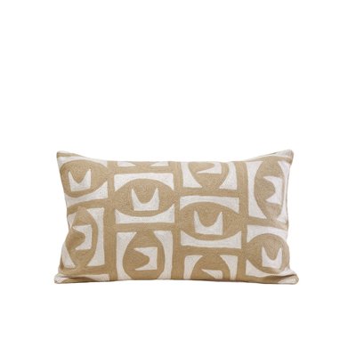 Housse de coussin en Motif graphique au fil mat beige et fil satiné écru  ZACARY MADURA