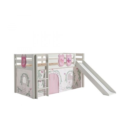 PINO Lit mezzanine avec toboggan + Birdy rideau de lit et 3 pochettes VIPACK