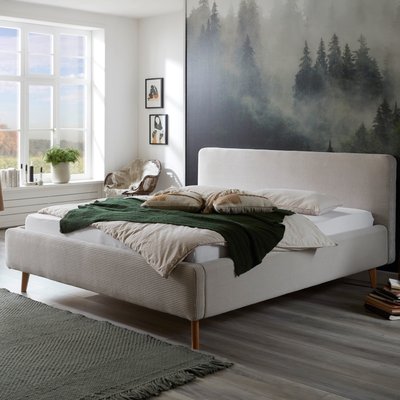 Lit rembourré en velours avec tête de lit lisse TERRE DE NUIT