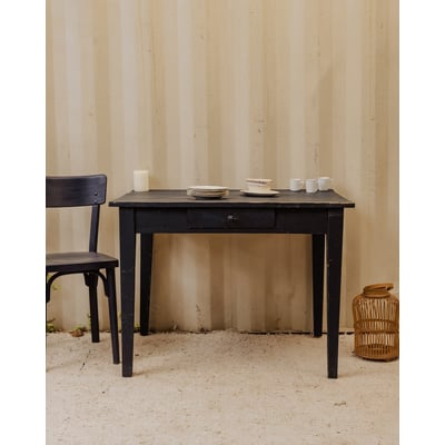 Table à manger en bois bleu foncé Romy N°1486 - Bon état DEBONGOUT