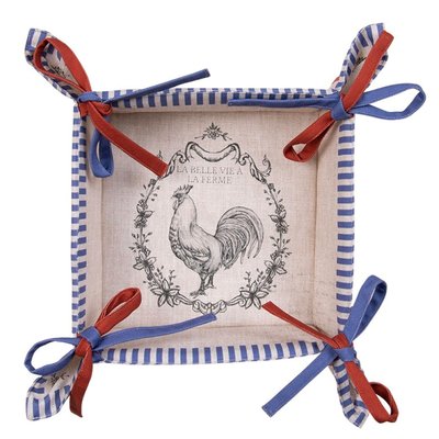 Corbeille à pain carrée 100% coton beige coq 35x35x8cm WADIGA