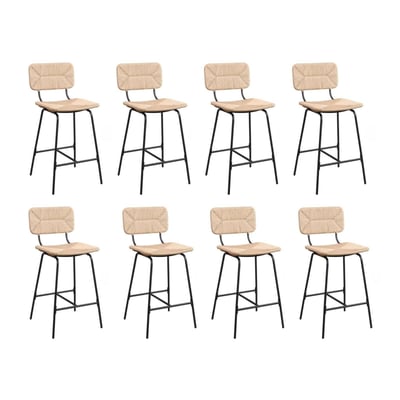 Lot de tabourets de bar et d'ilot en métal et assise rotin 65cm TIDRA|Lot de 8 | Lot de 8 MOB IN