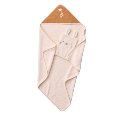 Cape de bain et gant en coton VERTBAUDET