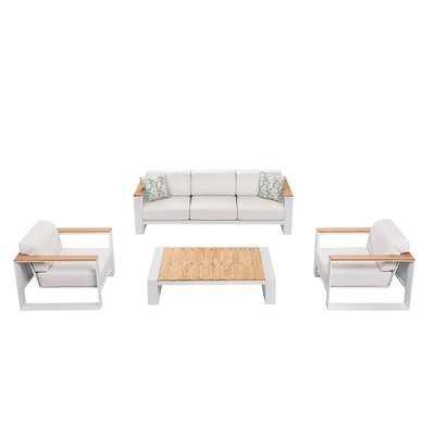 Salon de jardin en aluminium et teck, SOFY AU JARDIN DE CHLOÉ